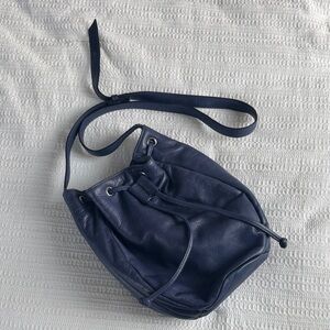 Navy American Apparel Vintage faux Leather Bucket Bag